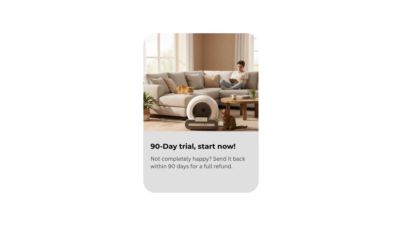 Advertisement for a 90-day trial with a living room scene and text overlay.